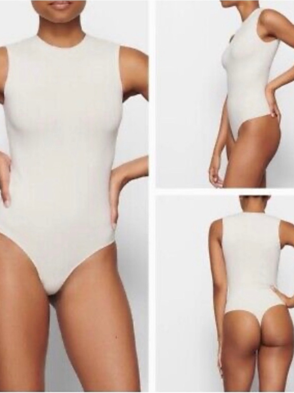 House of Harlow 1960 Sleeveless Ribbed Bodysuit in Cream